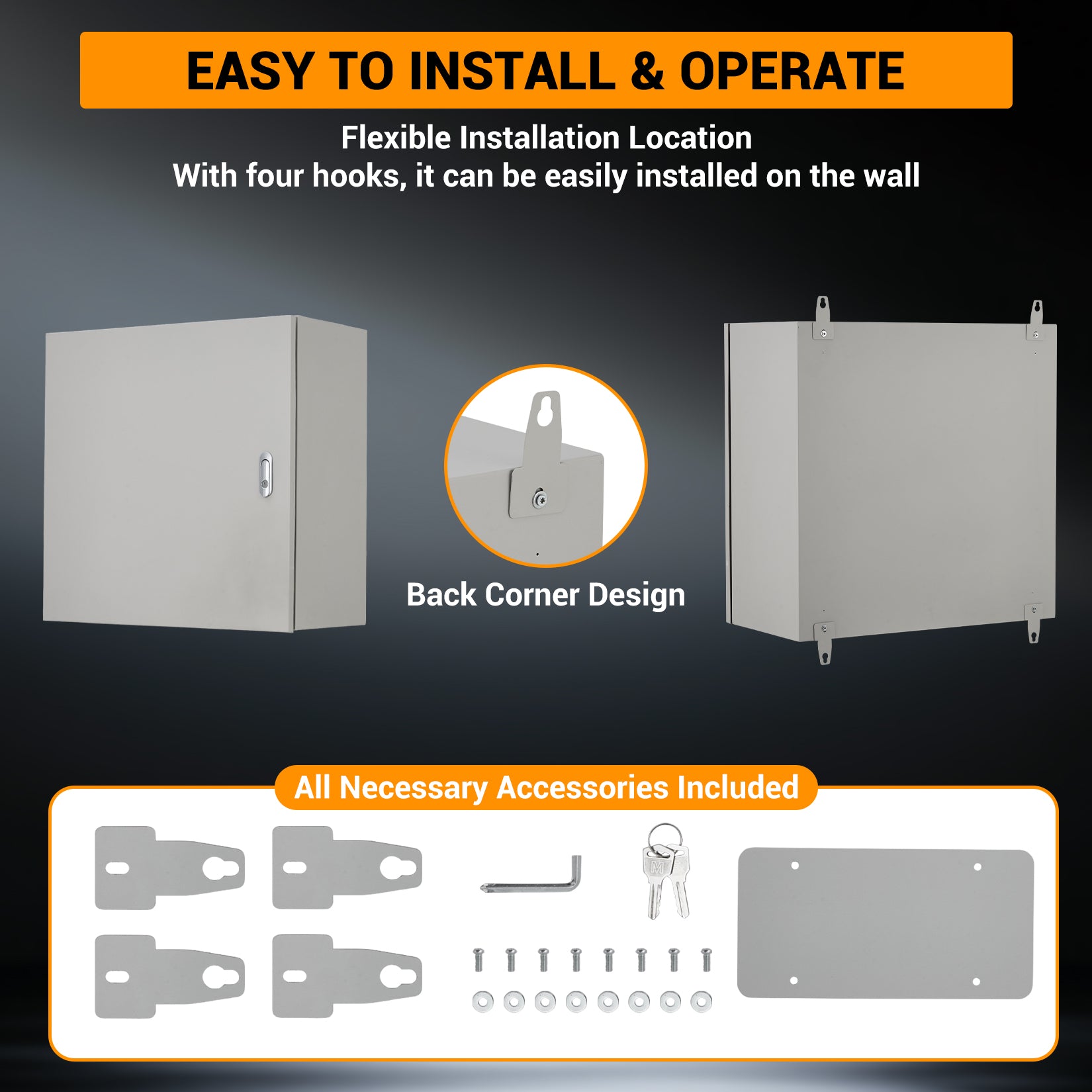 Boîte de jonction électrique Garvee NEMA 4x IP66, boîtier en acier avec plaque de montage, étanche aux intempéries pour applications intérieures/extérieures