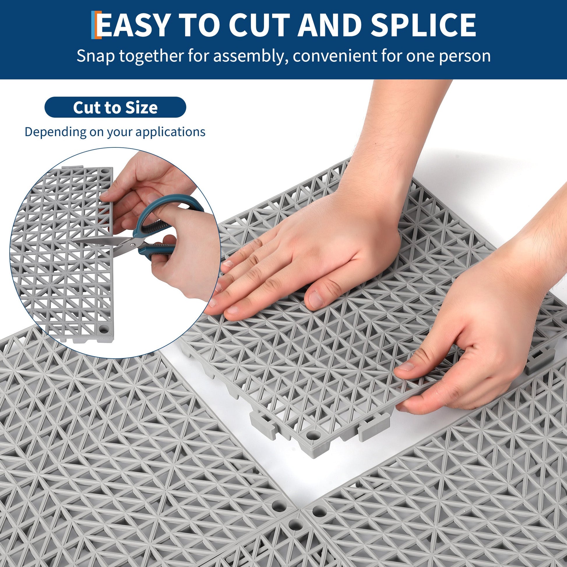 Tapis de drainage modulaires en PVC Garvee, ensemble de 50 pièces, 30 x 30 cm, antidérapants et résistants, pour garage, jardin et piscine, noirs.