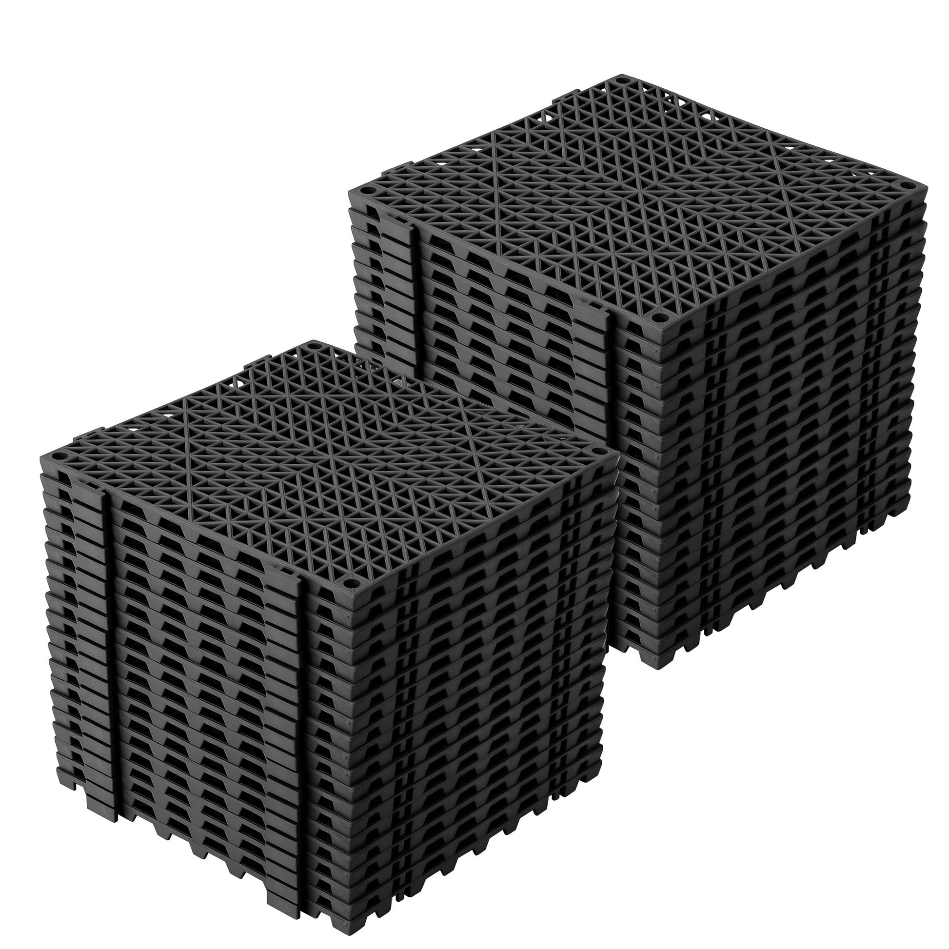 Garvee Coussin modulaire emboîtable, 50 pièces, tapis de drainage en PVC noir 30 x 30 cm pour garage, jardin, piscine, extérieur, antidérapant et durable