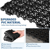 Garvee Coussin modulaire emboîtable, 50 pièces, tapis de drainage en PVC noir 30 x 30 cm pour garage, jardin, piscine, extérieur, antidérapant et durable