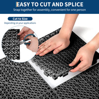 Garvee Coussin modulaire emboîtable, 50 pièces, tapis de drainage en PVC noir 30 x 30 cm pour garage, jardin, piscine, extérieur, antidérapant et durable