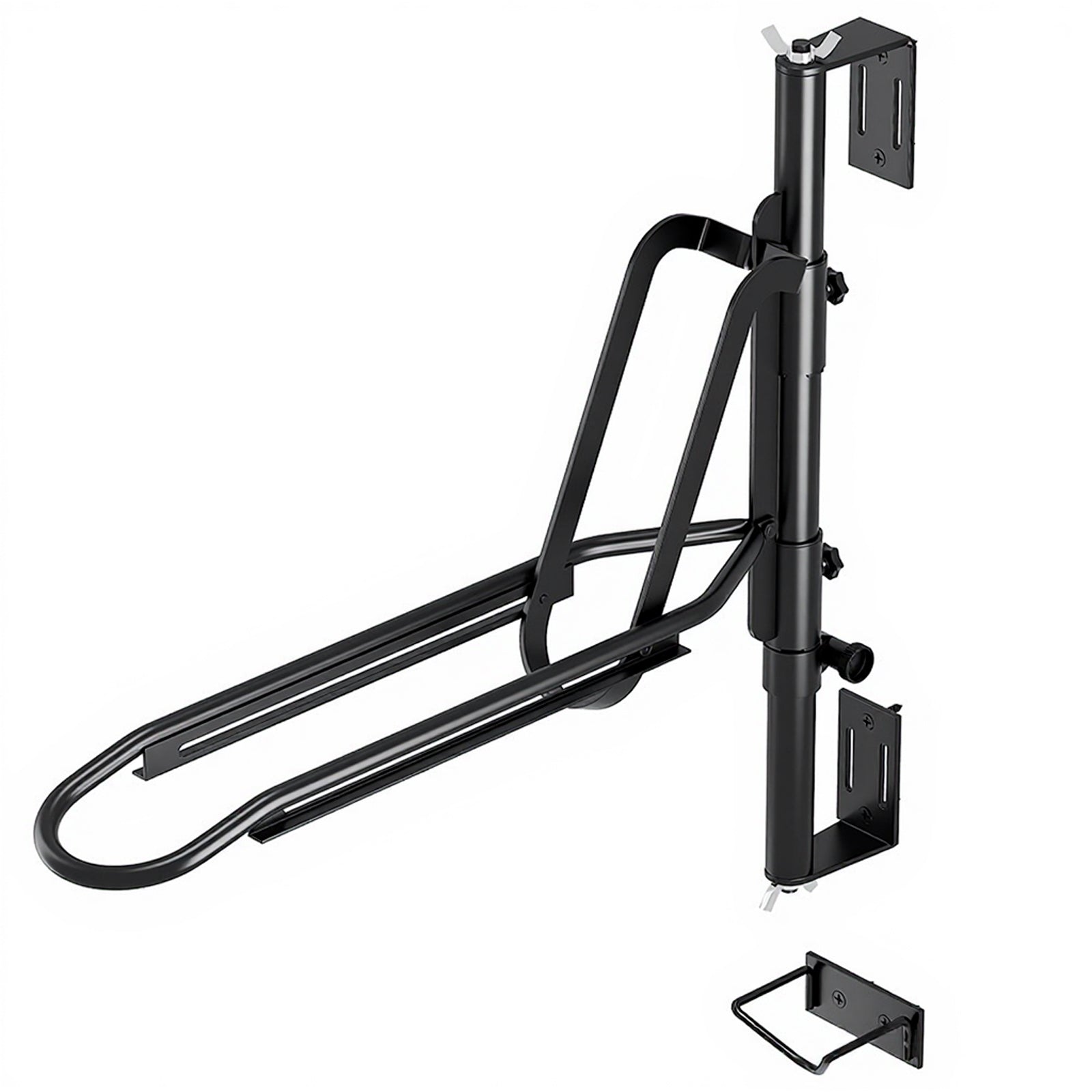 Support mural pour vélo Garvee en acier au carbone robuste, peu encombrant, réglable en hauteur, pliable, noir, idéal pour le garage