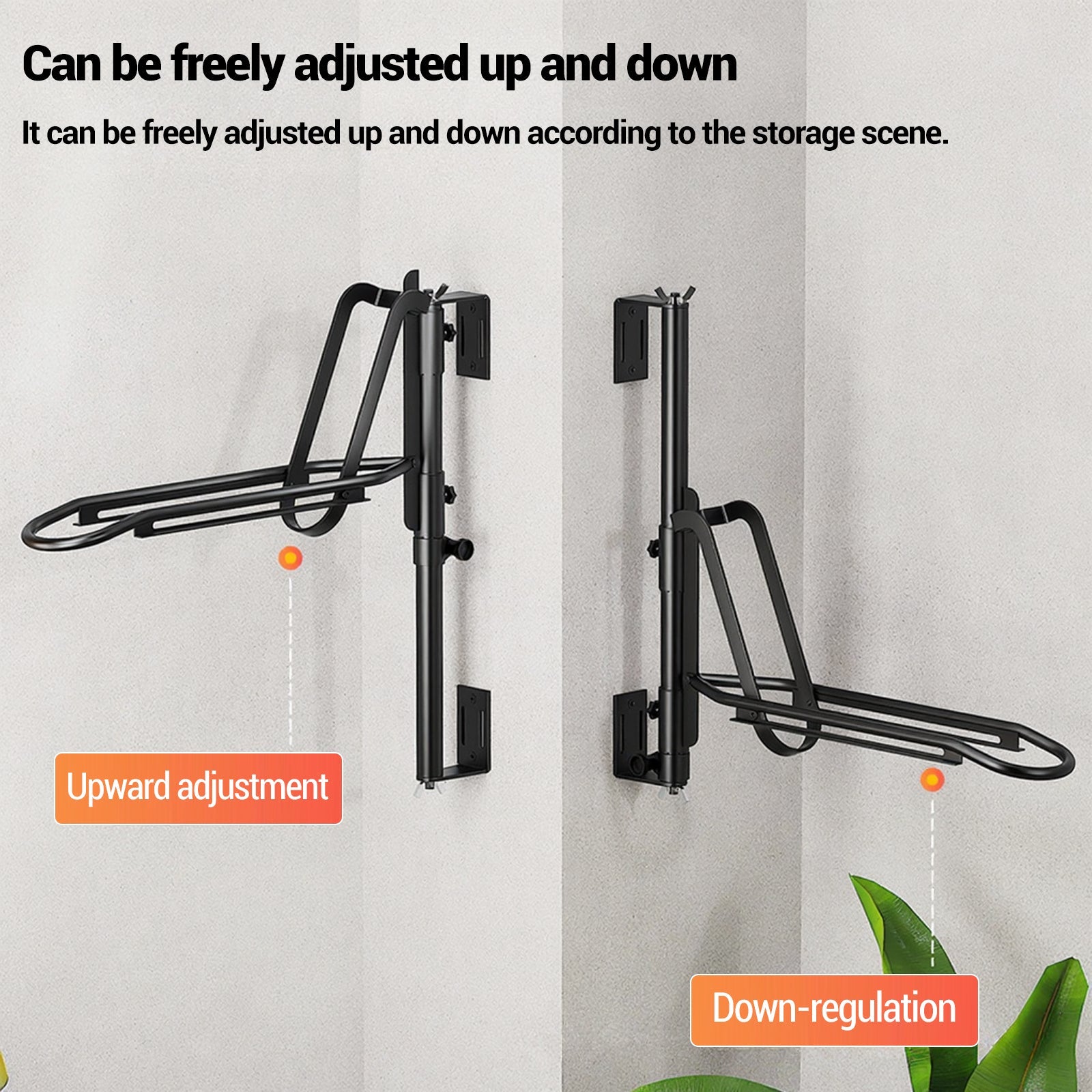 Support mural pour vélo Garvee en acier au carbone robuste, peu encombrant, réglable en hauteur, pliable, noir, idéal pour le garage