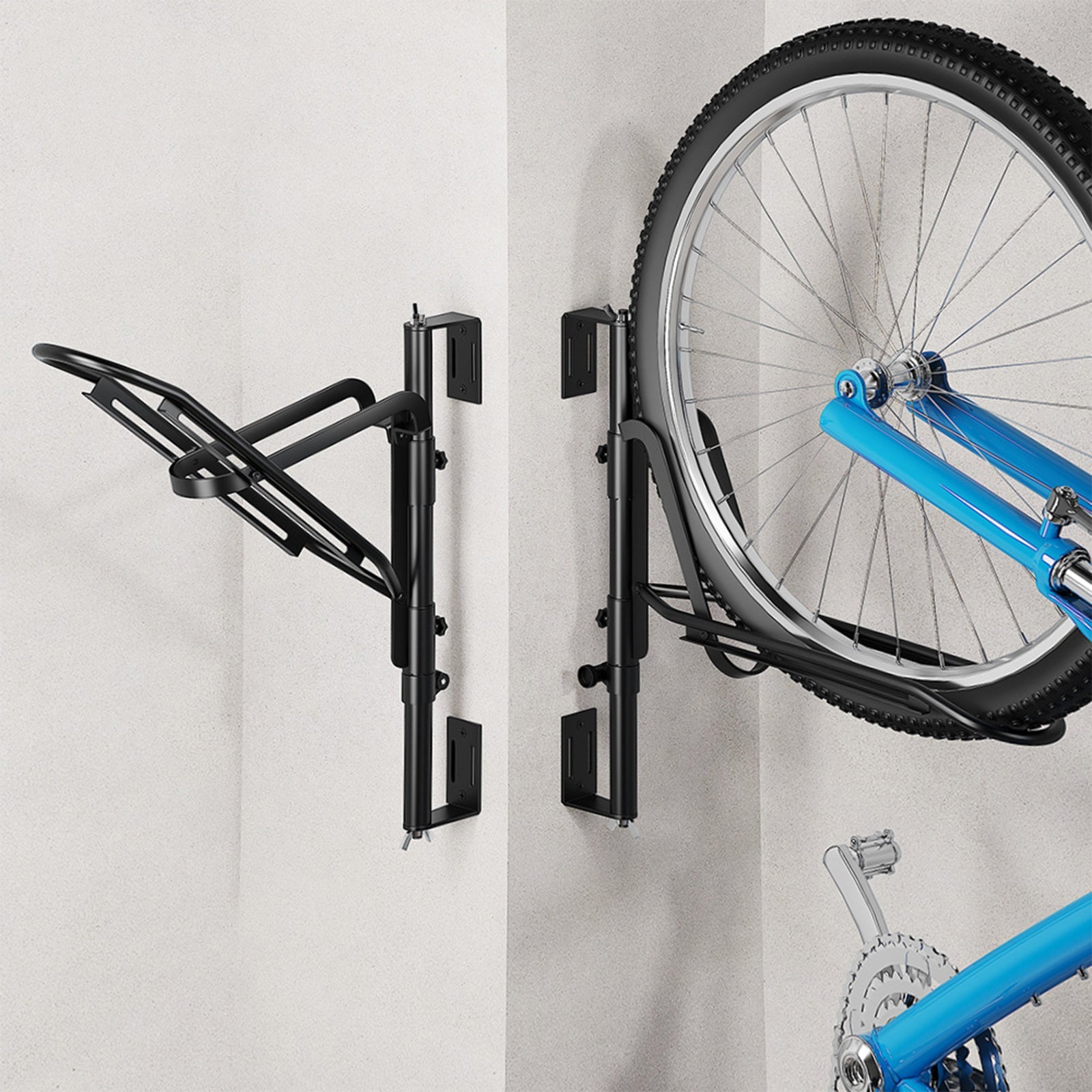 Support mural pour vélo Garvee en acier au carbone robuste, peu encombrant, réglable en hauteur, pliable, noir, idéal pour le garage