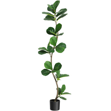 Garvee Ficus Lyrata Artificiel 152 cm, Plante Réaliste et Flexible en PP pour Intérieur et Extérieur, Maison et Bureau, Vert