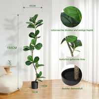 Garvee Ficus Lyrata Artificiel 152 cm, Plante Réaliste et Flexible en PP pour Intérieur et Extérieur, Maison et Bureau, Vert