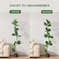 Garvee Ficus Lyrata Artificiel 152 cm, Plante Réaliste et Flexible en PP pour Intérieur et Extérieur, Maison et Bureau, Vert