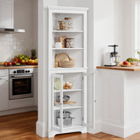 Meuble d'angle Garvee de 162,5 cm de haut avec 2 portes vitrées et étagères réglables pour salon et cuisine, blanc, gain de place