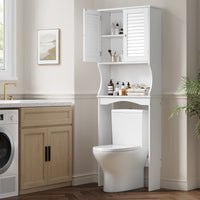Meuble de rangement Garvee à suspendre au-dessus des toilettes, 3 niveaux avec étagères réglables, pour salles de bains, blanc, gain de place