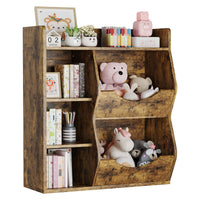 Étagère à jouets Garvee pour enfants, à 3 niveaux et 5 compartiments, en MDF robuste, multifonctionnelle pour chambre et crèche, compacte et blanche.