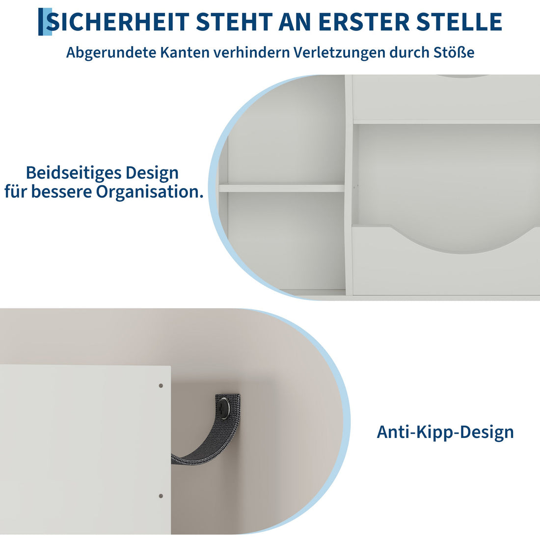Étagère à jouets Garvee pour enfants, à 3 niveaux et 5 compartiments, double face, en MDF, robuste, idéale pour la chambre et la crèche, polyvalente, blanche.