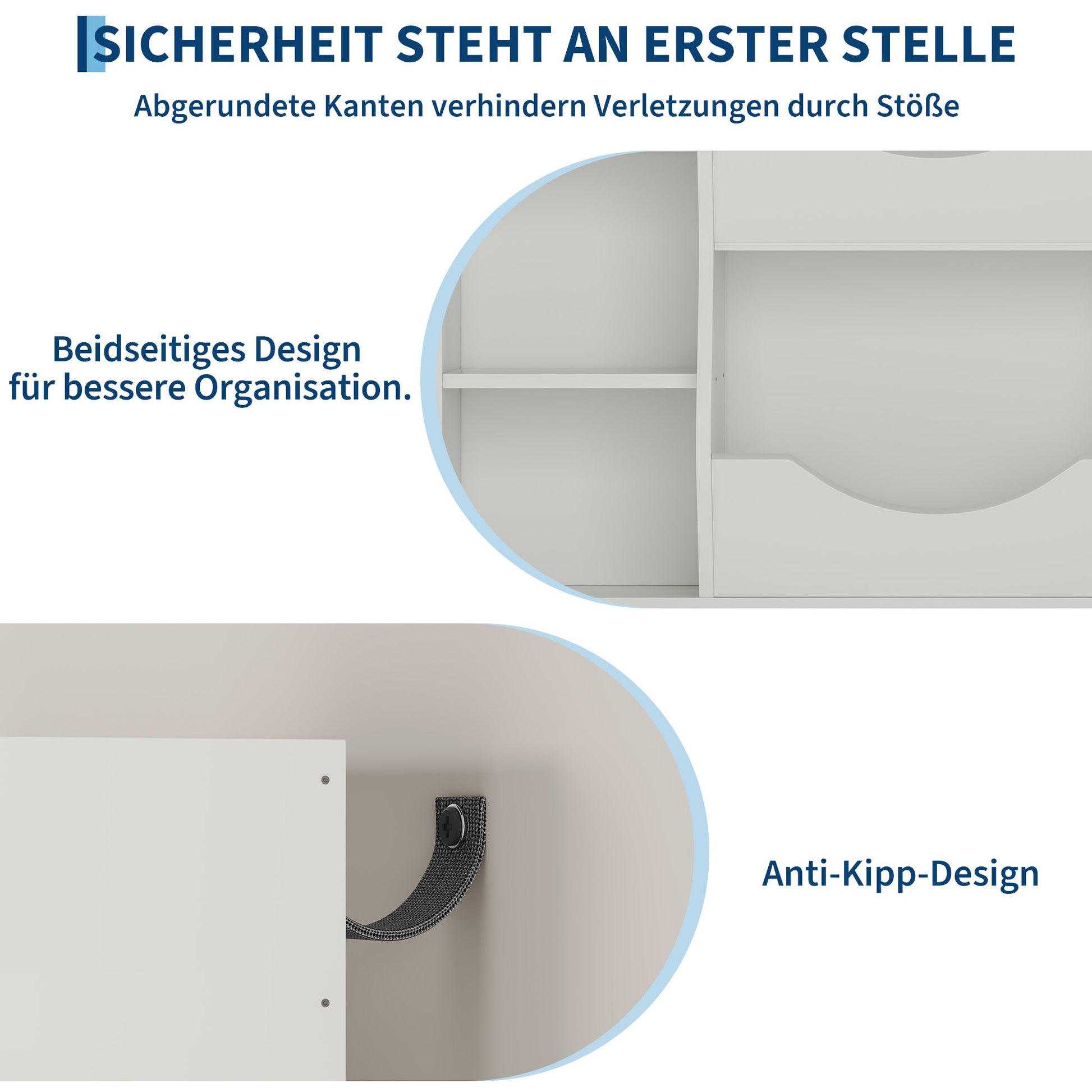 Étagère à jouets Garvee pour enfants, à 3 niveaux et 5 compartiments, double face, en MDF, robuste, idéale pour la chambre et la crèche, polyvalente, blanche.