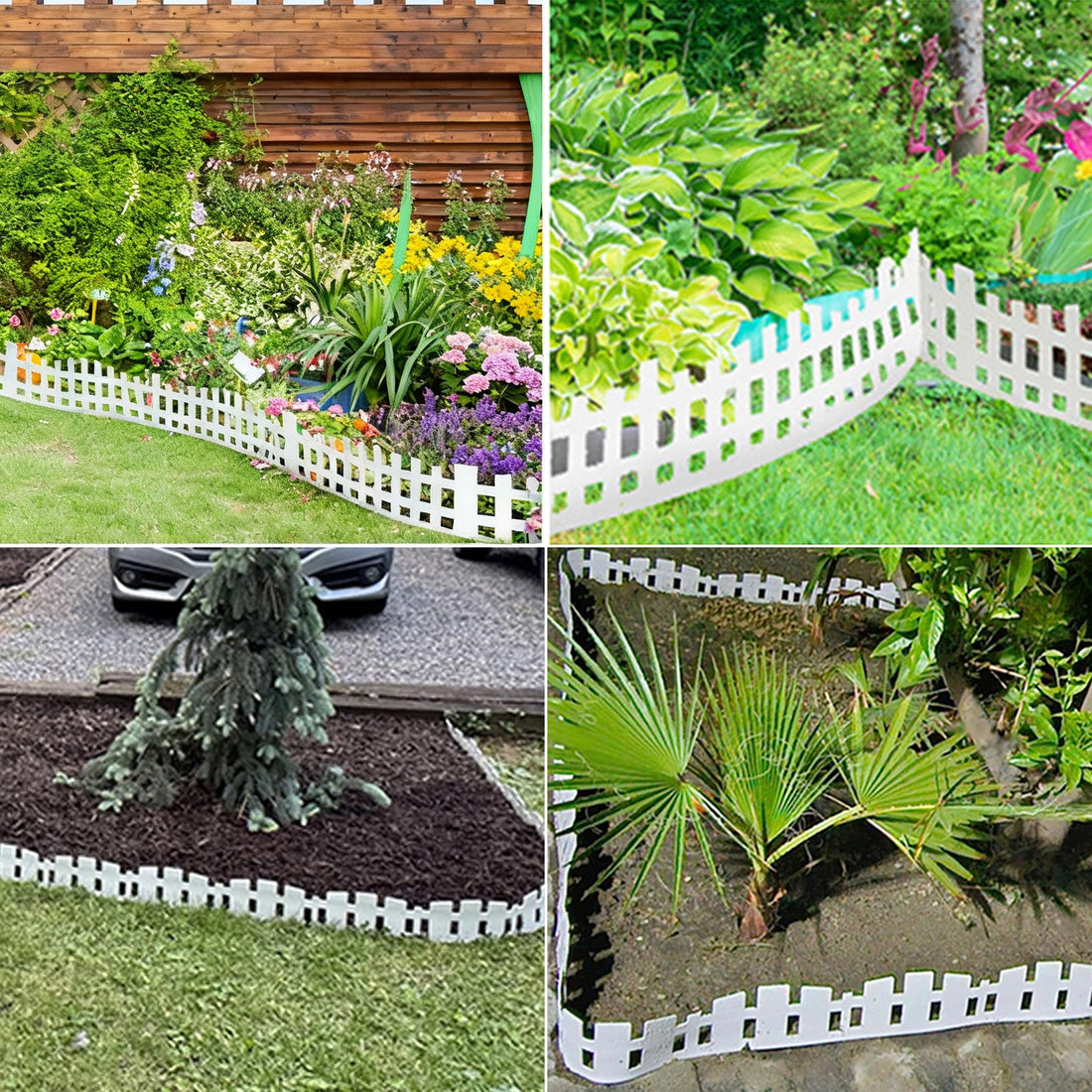 Bordure de jardin Garvee 10 m avec 30 piquets d'ancrage, flexible, résistante aux intempéries, en plastique blanc, 13 cm de hauteur, pour jardin, allées et massifs de fleurs.