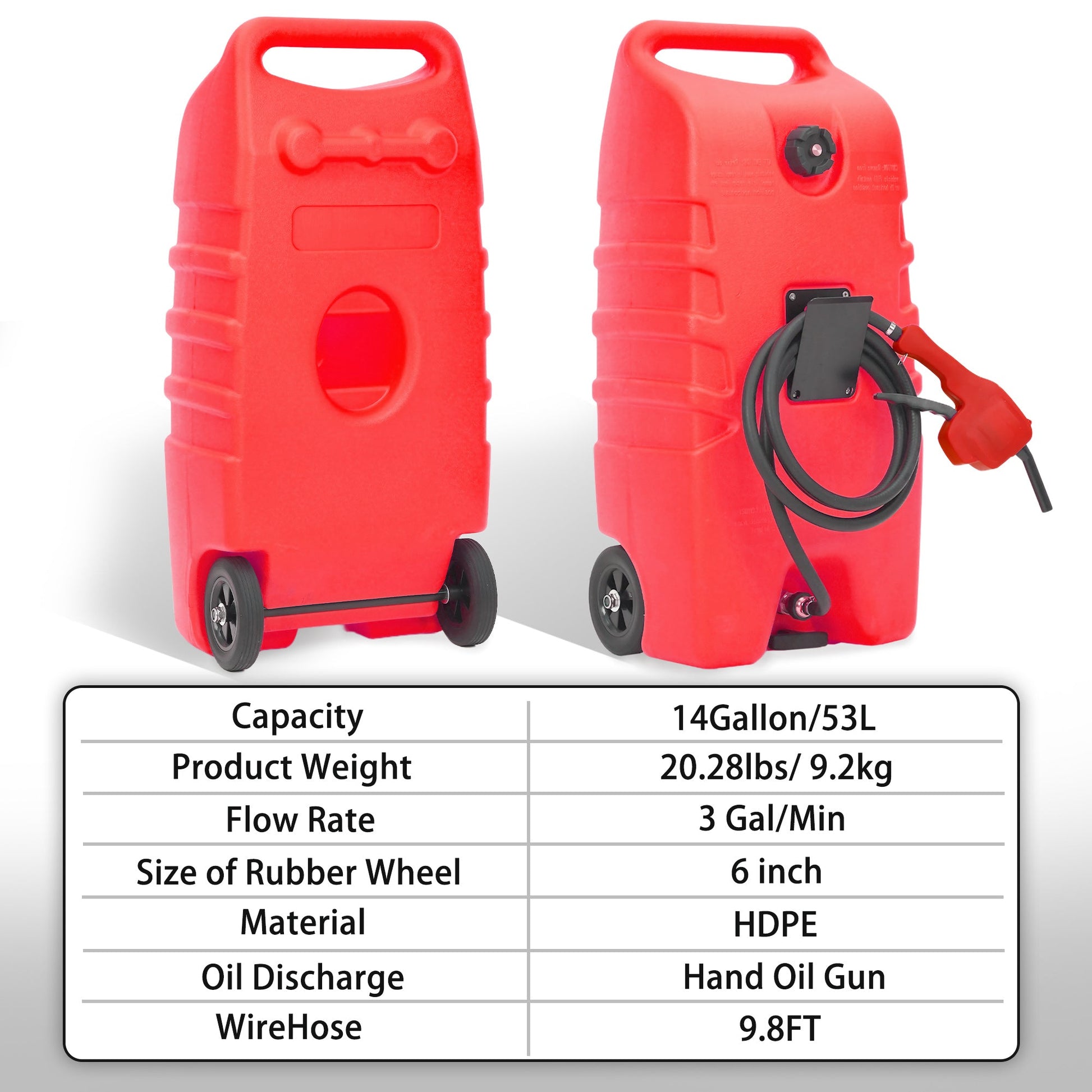 Garvee – Réservoir de carburant portable de 14 gallons (env. 53 L) avec pompe, pour tondeuse à gazon, usage agricole et marin