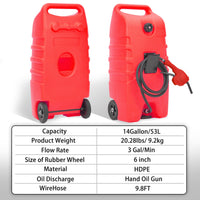 Garvee – Réservoir de carburant portable de 14 gallons (env. 53 L) avec pompe, pour tondeuse à gazon, usage agricole et marin