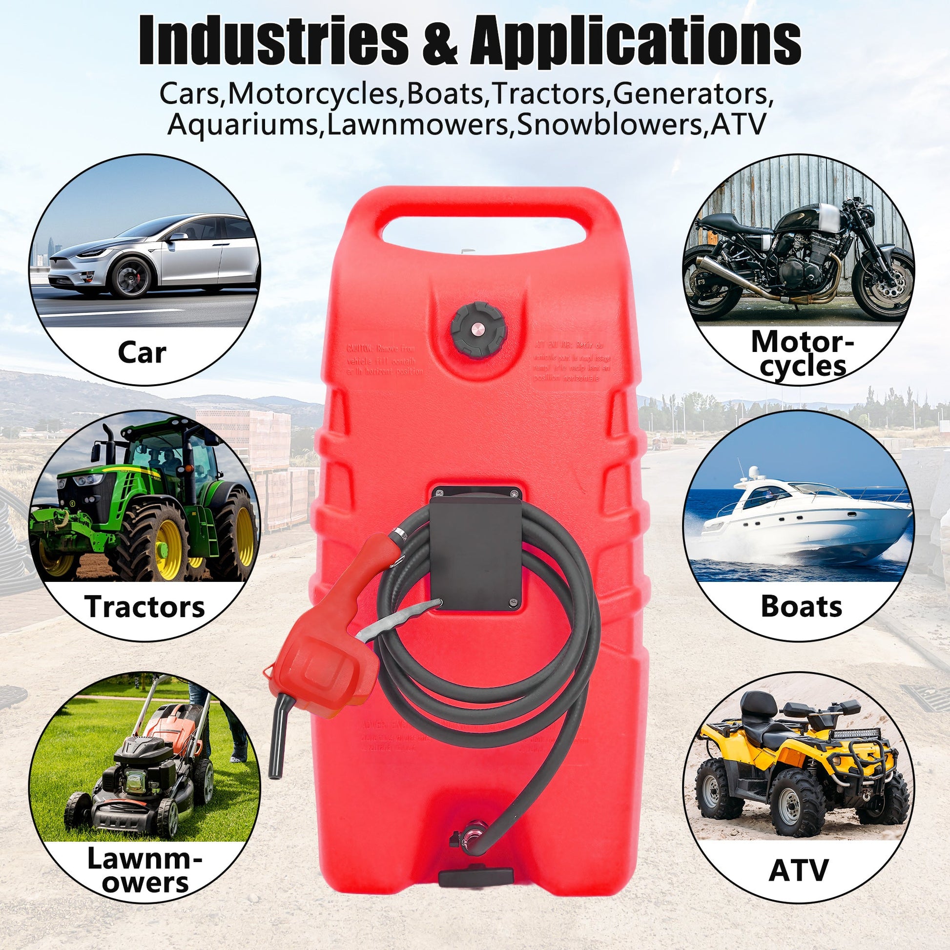 Garvee – Réservoir de carburant portable de 14 gallons (env. 53 L) avec pompe, pour tondeuse à gazon, usage agricole et marin