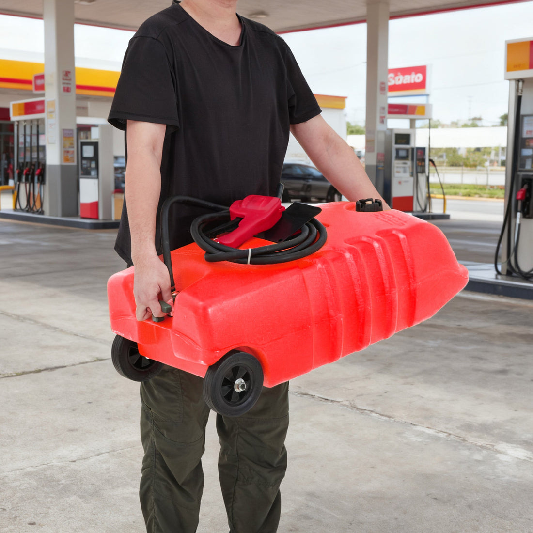 Garvee – Réservoir de carburant portable de 14 gallons (env. 53 L) avec pompe, pour tondeuse à gazon, usage agricole et marin