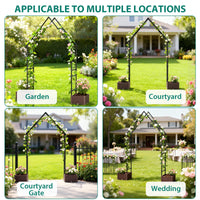 Arche de jardin Garvee avec 2 jardinières, 239 cm, métal, résistante aux intempéries et à la rouille, pour jardin, mariage, noire