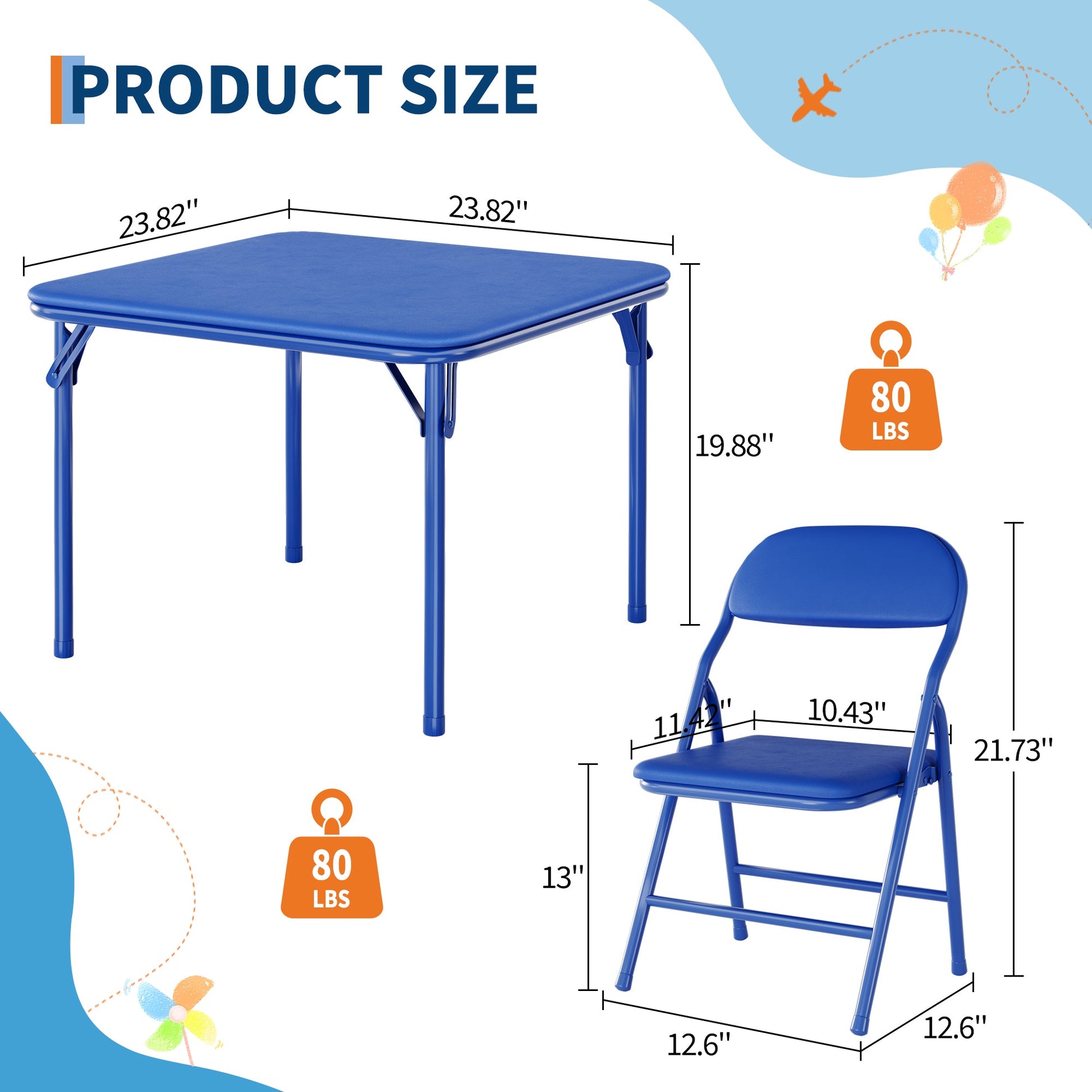 Ensemble table et chaises pliantes 3 pièces Garvee pour enfants, pliable, en cuir PU, pour la chambre d'enfant et l'extérieur, léger, sûr et stable