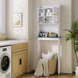 Garvee armoire de rangement sur toilette avec étagères ajustables et porte en verre, organisateur de salle de bain haut en bois, 58 × 19 × 174 cm, blanc, gain de place - Blanc