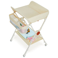 Table à langer pliante Garvee Baby avec roulettes pour nouveau-nés et jeunes enfants 73 x 70 x 106,5 cm Blanc