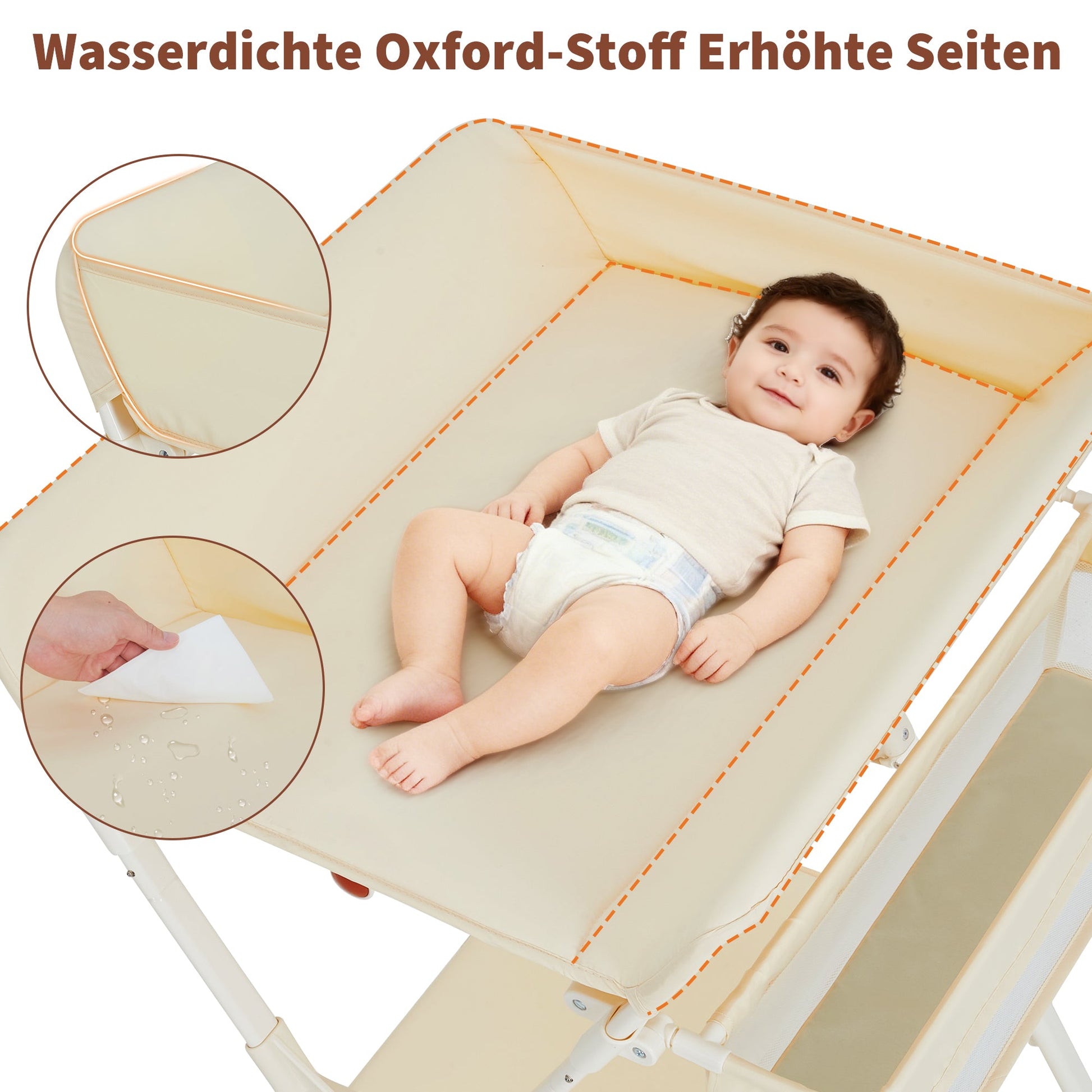 Table à langer pliante Garvee Baby avec roulettes pour nouveau-nés et jeunes enfants 73 x 70 x 106,5 cm Blanc