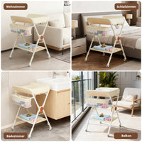 Table à langer pliante Garvee Baby avec roulettes pour nouveau-nés et jeunes enfants 73 x 70 x 106,5 cm Blanc