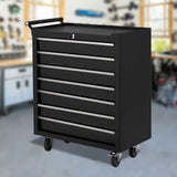 Garvee Coffre à Outils Mobile à 7 Tiroirs en Acier Noir, L. 62 × P. 33 × H. 76 cm, pour Atelier et Garage