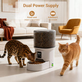 Garvee Distributeur automatique de nourriture 4 L, jusqu’à 6 repas par jour, écran tactile, alimentation USB ou batterie, pour chats et chiens, 18 × 29,4 × 28 cm, blanc - Blanc