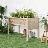 Garvee Jardinière surélevée en bois de sapin naturel 116,5 x 60 x 77 cm, avec crochets, idéale pour plantes, patio et balcon, couleur naturelle - Bois naturel