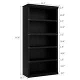 Garvee bibliothèque haute 80 × 32 × 172 cm, 5 étagères ouvertes et cadre métallique noir - Noir