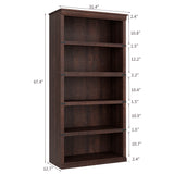 Garvee bibliothèque haute 80 × 32 × 172 cm, 5 niveaux ouverts, finition brun rouge, style rustique - Brun rouge