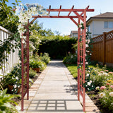Garvee Arche de jardin en sapin massif 216cm avec treillis double couche, pergola voûtée pour plantes grimpantes, mariages et jardins - Teck