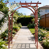 Garvee Arche de jardin en sapin massif 216cm avec treillis robuste pour plantes grimpantes, pergola voûtée pour mariage et jardin - Teck