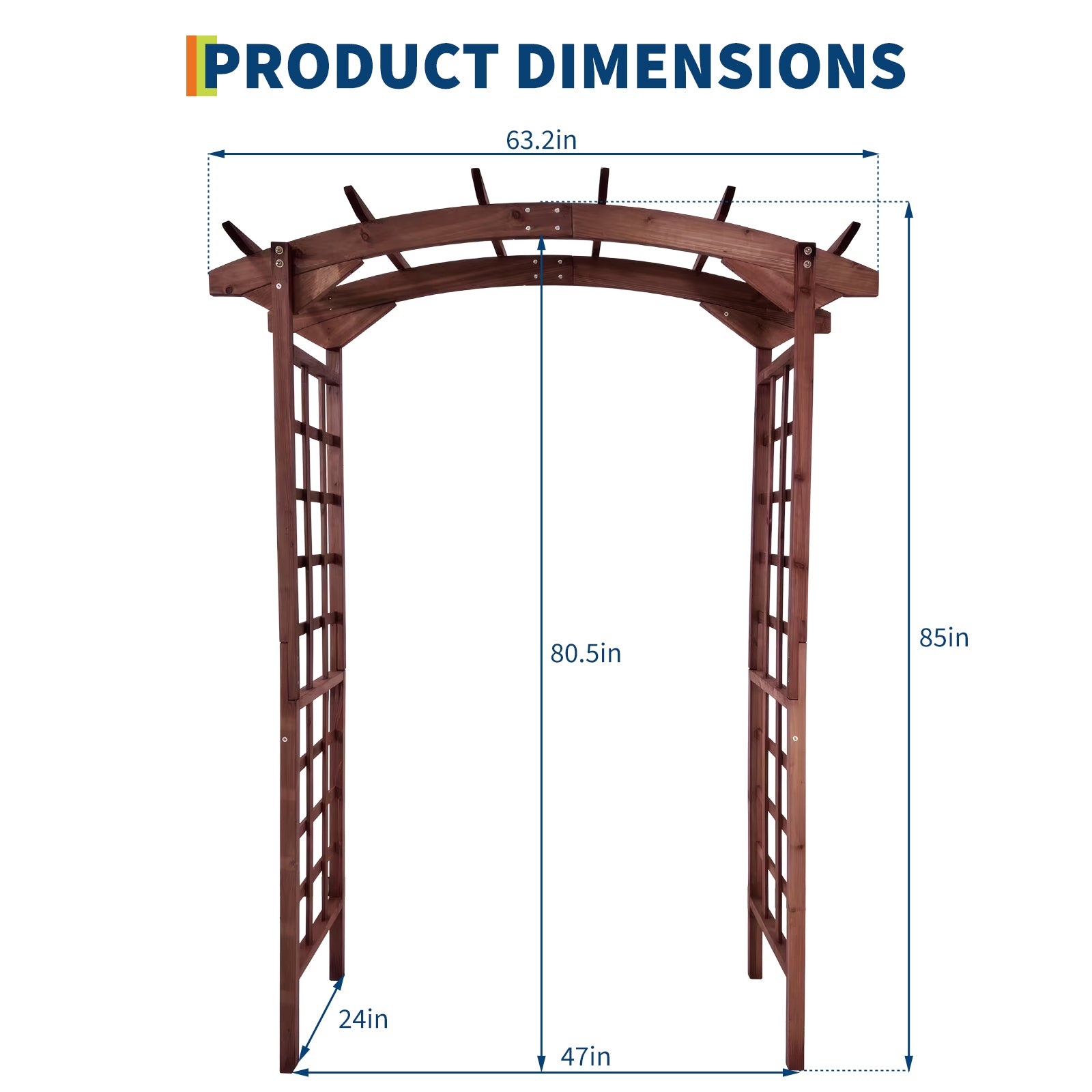 Dimensions de l’arche de jardin GARVEE en centimètres