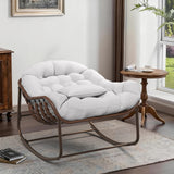 Garvee Fauteuil Lounge Surdimensionné en Rotin avec Coussin, Structure Métallique Renforcée, Balancement Thérapeutique pour Jardin et Salon, Résistant aux Intempéries, Design Minimaliste - 