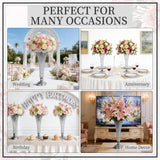 Garvee Centre De Table Mariage 4 Pcs 20" Cristal Métal Argenté Élégant Stable Démontable Pour Fêtes - 