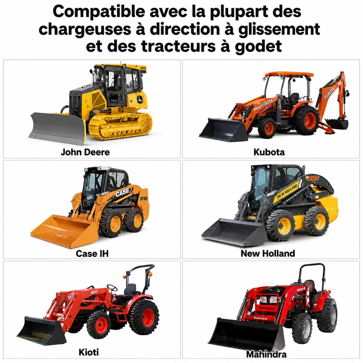 Garvee Fourches à palettes 109 cm pour godet de tracteur, capacité 907 kg, barre stabilisatrice réglable, acier robuste pour usage agricole