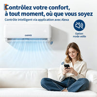 Garvee Climatiseur Split Inverter 24000 BTU, Haute Efficacité et Silencieux, Contrôle Wi-Fi Intelligent, Blanc