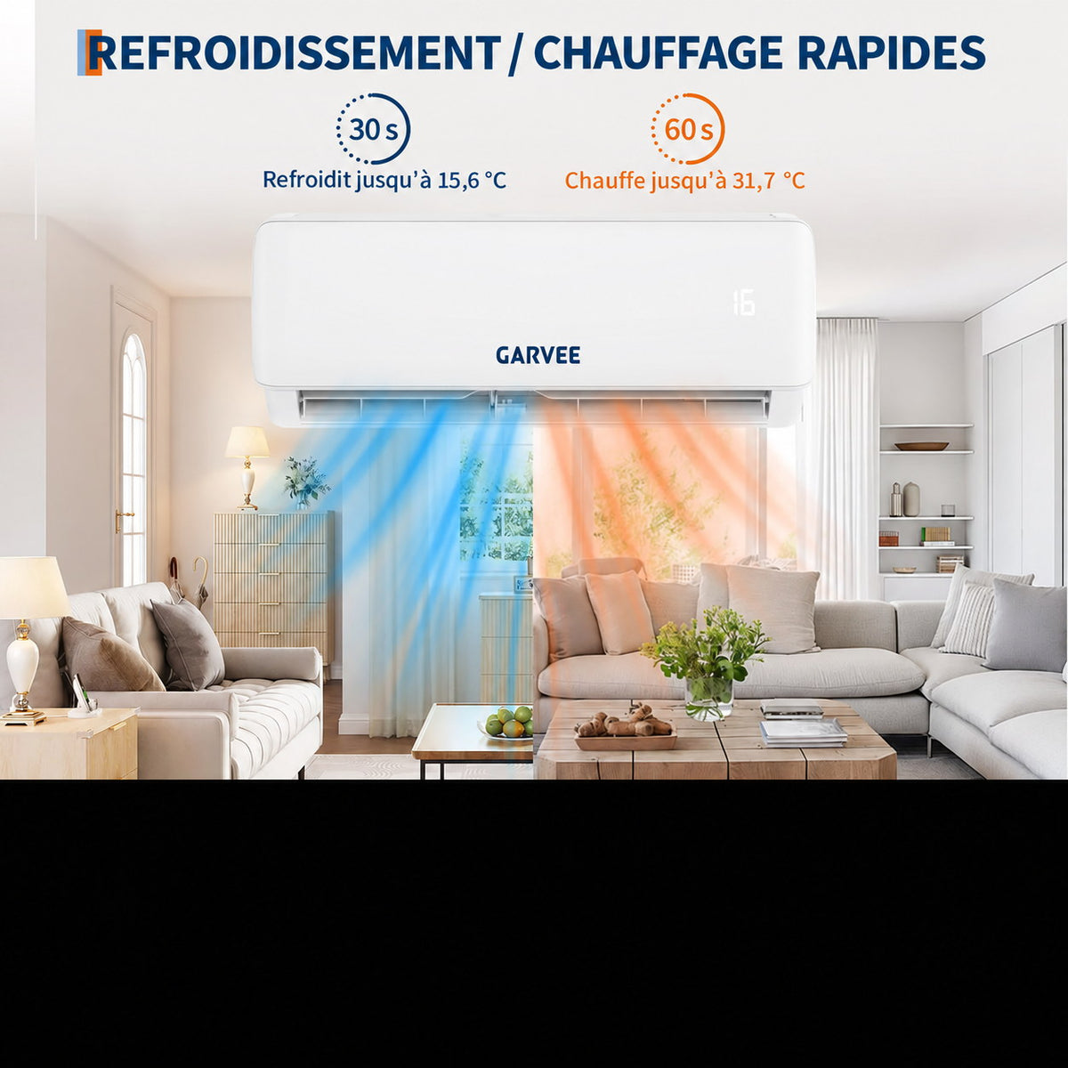 Garvee Climatiseur Split Inverter 24000 BTU, Haute Efficacité et Silencieux, Contrôle Wi-Fi Intelligent, Blanc