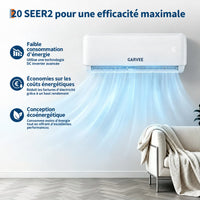 Garvee Climatiseur Split Inverter 24000 BTU, Haute Efficacité et Silencieux, Contrôle Wi-Fi Intelligent, Blanc