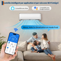 Garvee Climatiseur split AUX 9000BTU, A++ R32, WiFi, climatisation réversible intelligente pour maison
