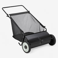 Garvee Balayeuse De Pelouse 21" Avec Sac 7 Pi³, 4 Brosses Rotatives, Cadre Acier, Roues Caoutchouc, Hauteur Réglable Pour Terrains Variés, Vert