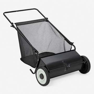 Garvee Balayeuse De Pelouse 21" Avec Sac 7 Pi³, 4 Brosses Rotatives, Cadre Acier, Roues Caoutchouc, Hauteur Réglable Pour Terrains Variés, Vert