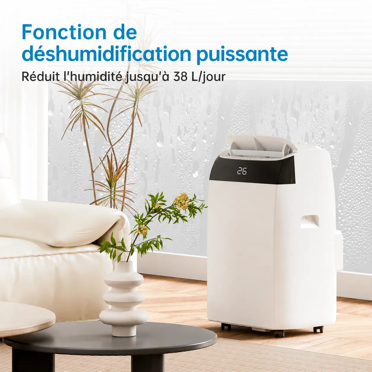 Garvee Climatiseur mobile 12000 BTU, 3 en 1 silencieux au R290, avec kit fenêtre, pour maison et bureau