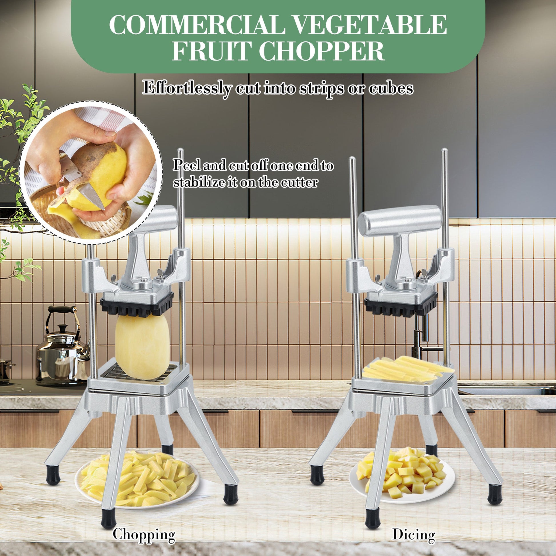 Garvee Coupe-Légumes et Fruits Professionnel en Acier Inoxydable avec 4 Lames, Poignée Ergonomique, Base Antidérapante, Plusieurs Tailles et Coloris