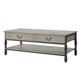 Garvee table basse en bois 104 cm avec 2 tiroirs, style rustique, structure métal solide, grise, pour le salon et le bureau - Gris