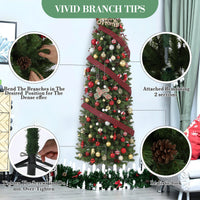 Sapin de Noël Garvee 230 cm avec support en métal - Éclairage LED monochrome à 8 modes pour une décoration festive du salon