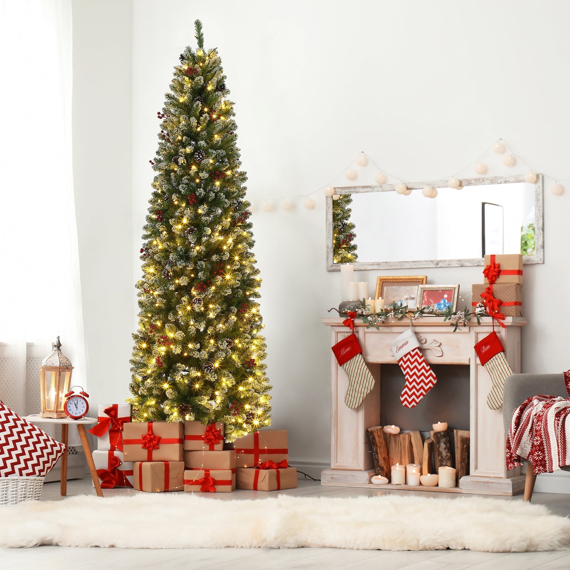 Sapin de Noël Garvee 230 cm avec support en métal - Éclairage LED bicolore à 8 modes pour une ambiance de Noël magique
