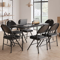 Chaises pliantes Garvee, lot de 6, structure en métal, assise en similicuir, pieds antidérapants, pour une utilisation intérieure et extérieure, robustes et confortables, noires
